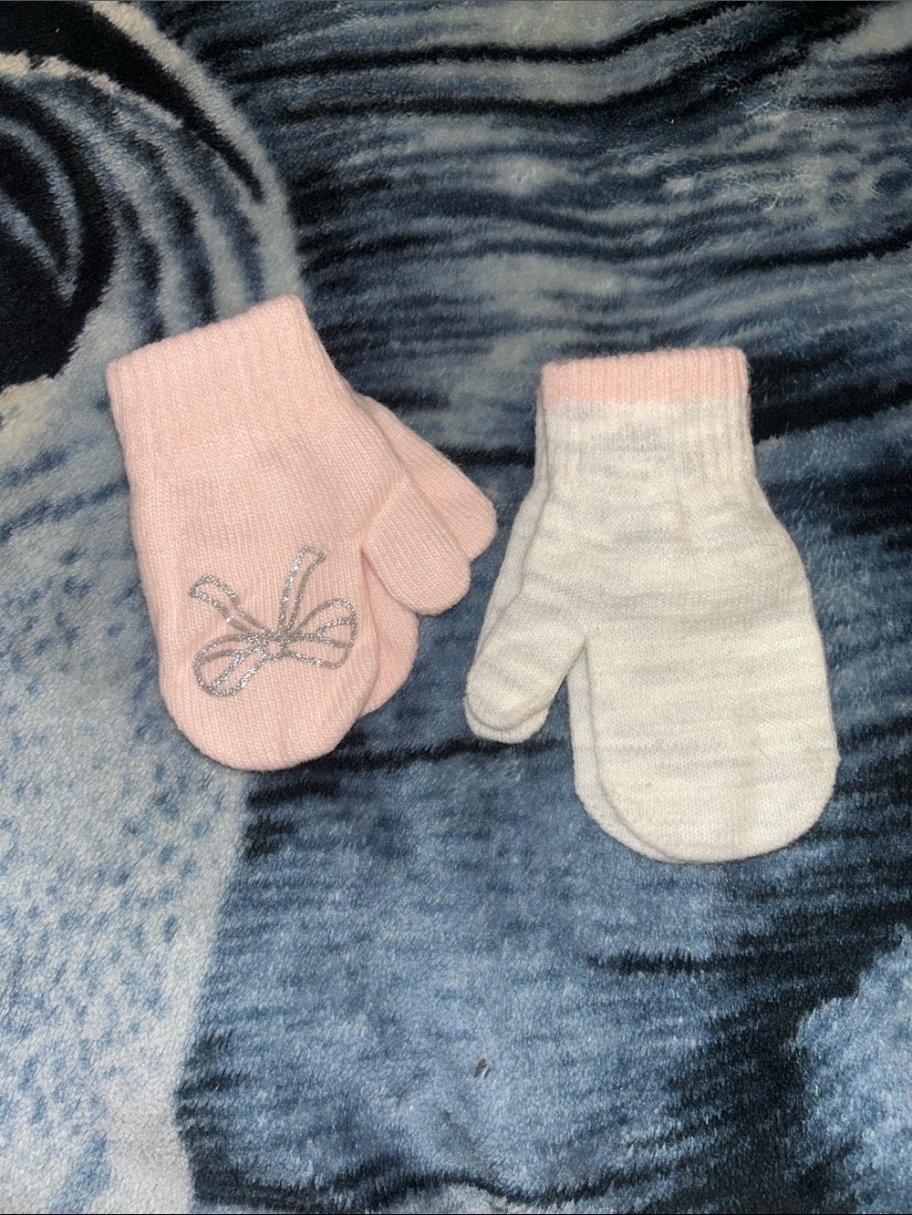 Carter's Pink and White Baby Mittens with Bow Accent